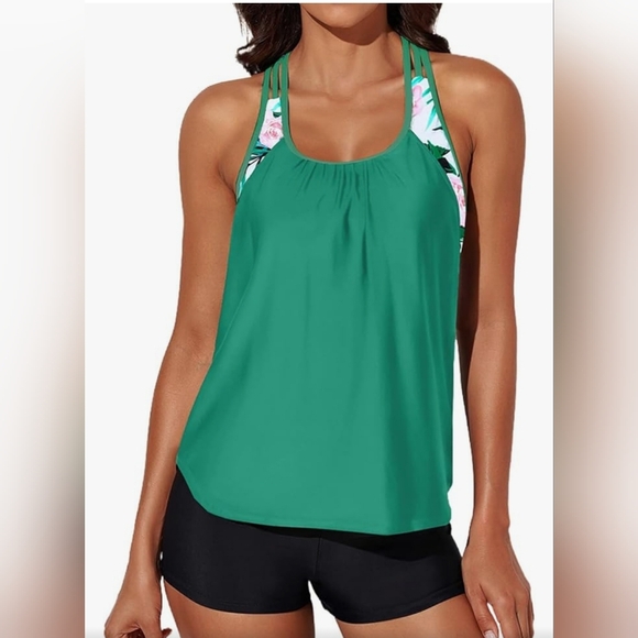 Aleumdr Other - NWT! Aleumdr Womens Medium sporty tankini & boy shorts 2 piece swimsuit
